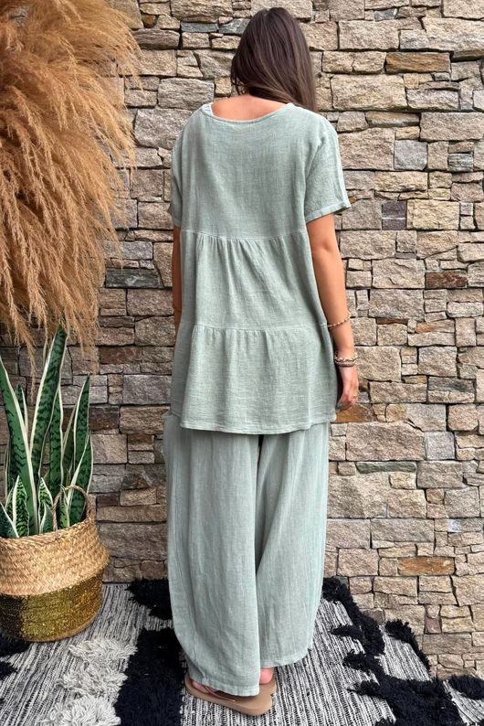 Lina Linen Blend Smock Over Shirt Washed Khaki